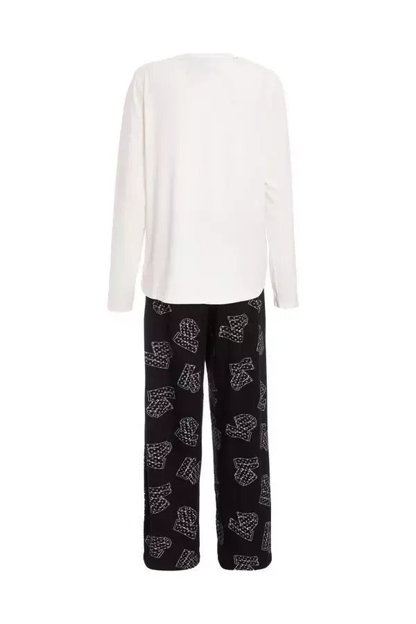 Quiz Clothing Nightwear Black Slogan Pyjama Set 8211 Women