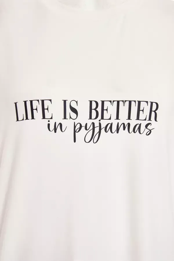Quiz Clothing Nightwear Black Slogan Pyjama Set 8211 Women