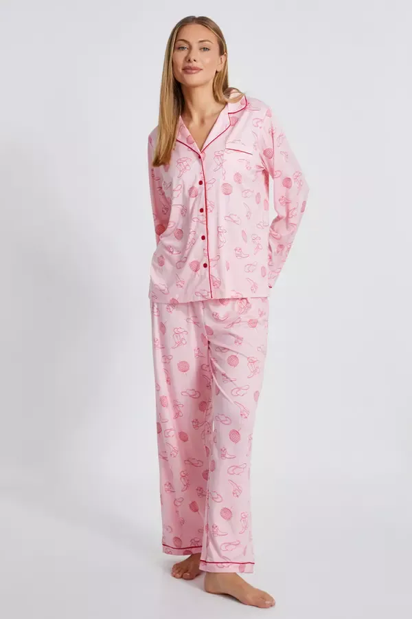 Quiz Clothing Nightwear Pink Cowboy Print Long Pyjama Set 8211 Women