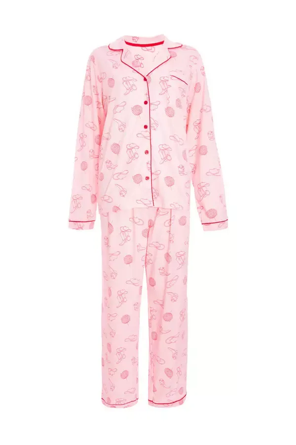 Quiz Clothing Nightwear Pink Cowboy Print Long Pyjama Set 8211 Women
