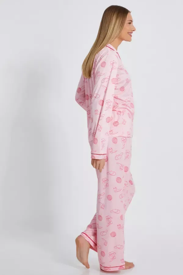 Quiz Clothing Nightwear Pink Cowboy Print Long Pyjama Set 8211 Women