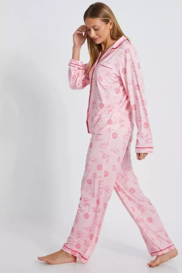 Quiz Clothing Nightwear Pink Cowboy Print Long Pyjama Set 8211 Women