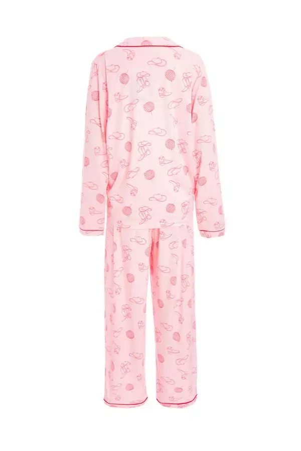 Quiz Clothing Nightwear Pink Cowboy Print Long Pyjama Set 8211 Women