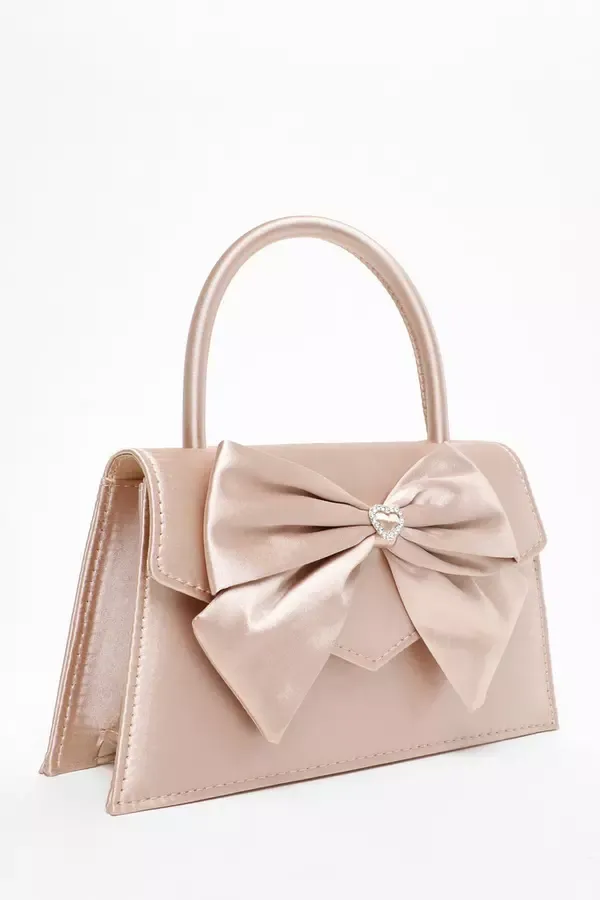 Quiz Clothing Party Accessories Champagne Diamante Bow Mini Top Handle Bag 8211 Women