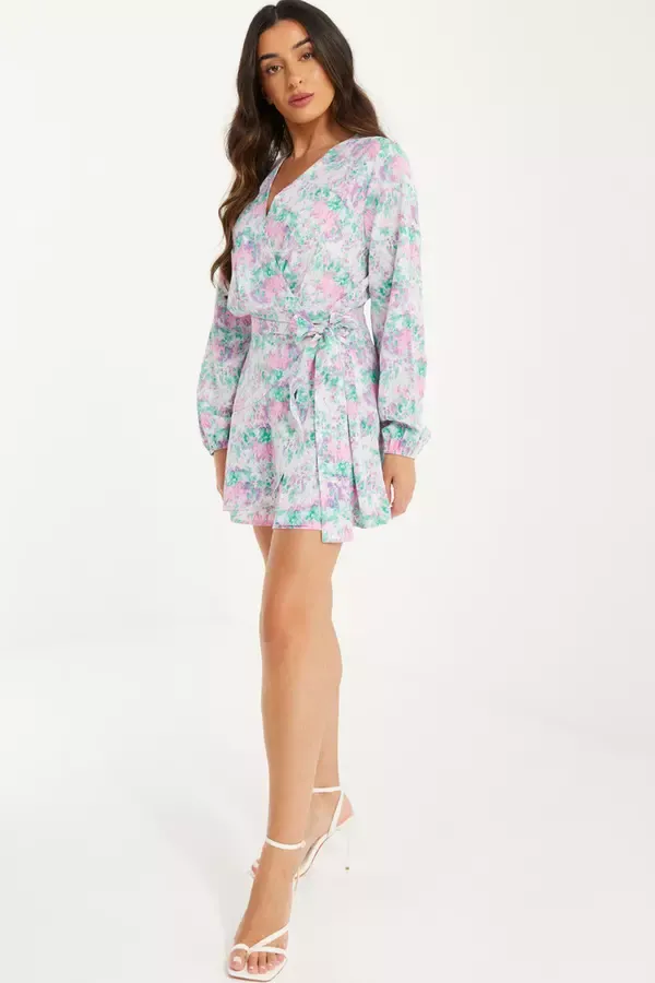 Quiz Clothing Playsuits Petite Pink Smudge Print Playsuit 8211 Women