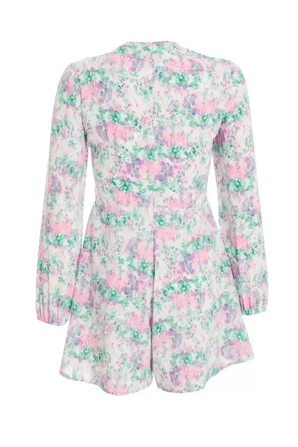 Quiz Clothing Playsuits Petite Pink Smudge Print Playsuit 8211 Women