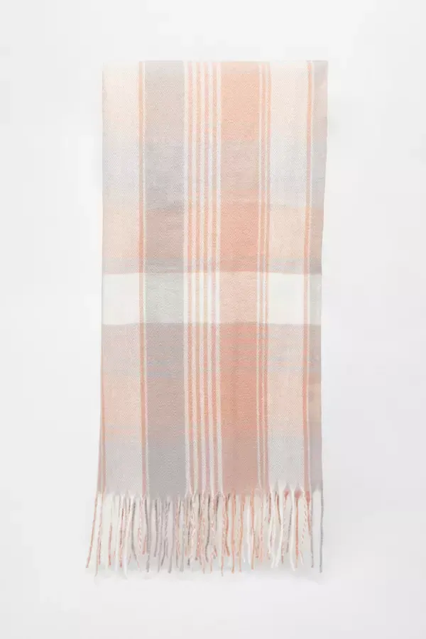 Quiz Clothing Scarves Pink Checked Knit Scarf 8211 Women