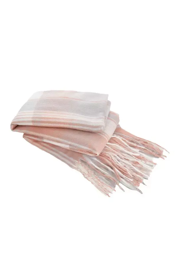 Quiz Clothing Scarves Pink Checked Knit Scarf 8211 Women