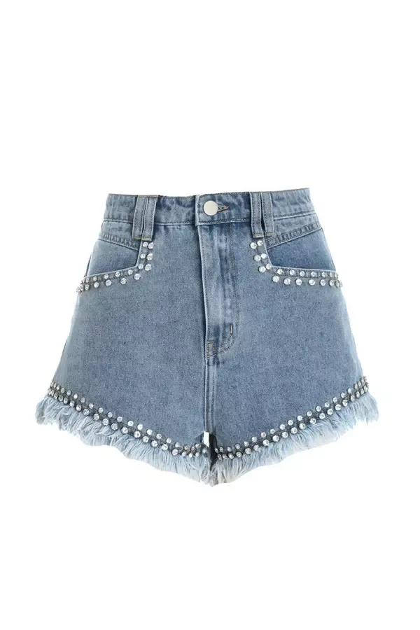 Quiz Clothing Shorts Blue Denim Embellished Shorts 8211 Women