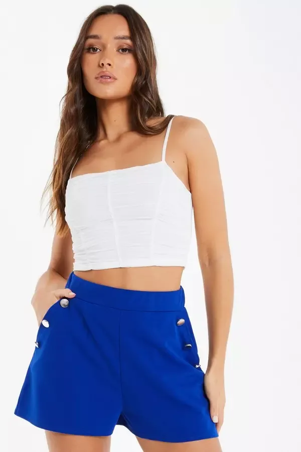 Quiz Clothing Shorts Blue High Waist Tailored Shorts 8211 Women