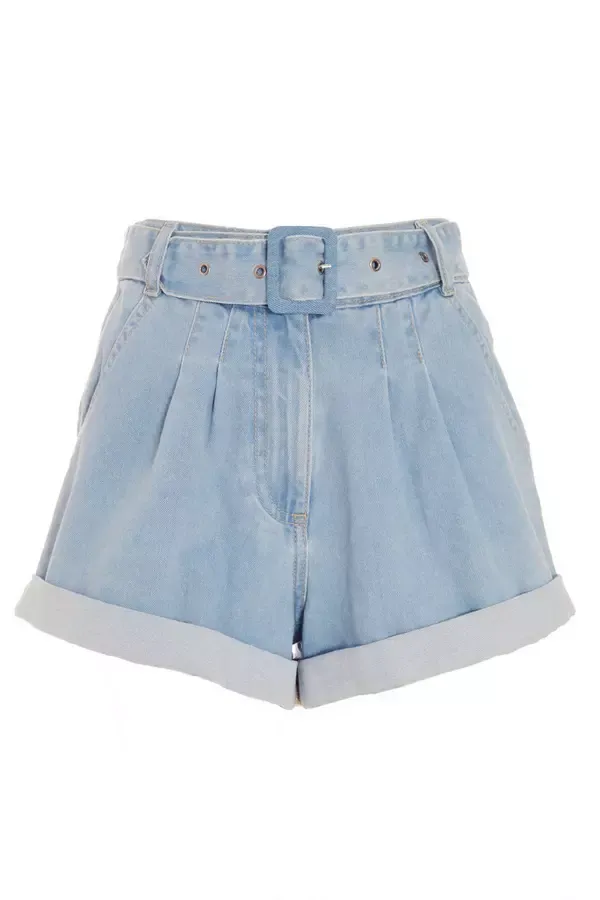 Quiz Clothing Shorts Light Blue Denim Belted Shorts 8211 Women