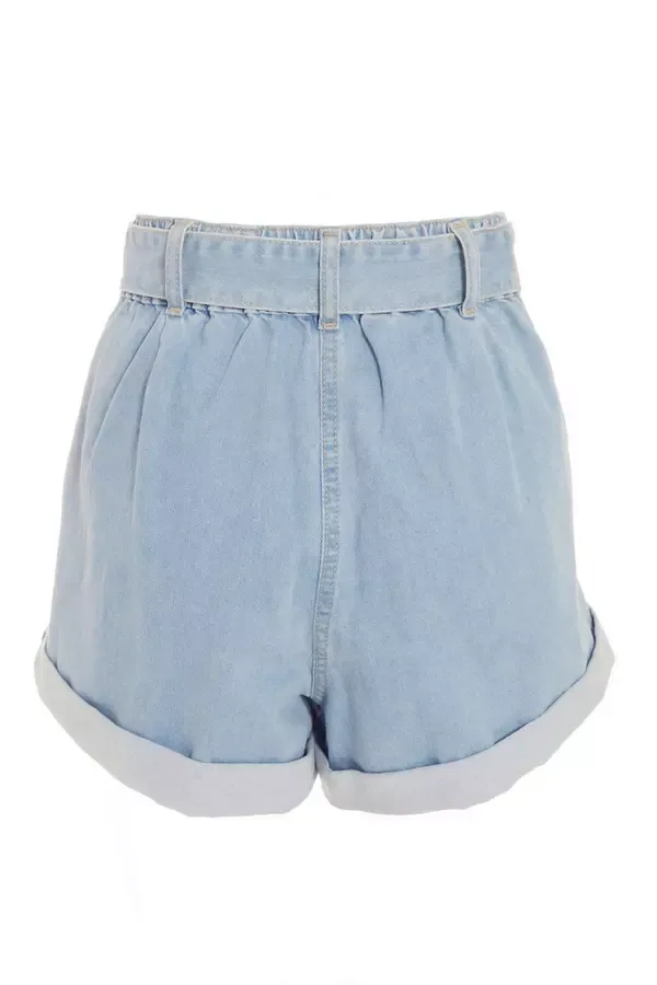 Quiz Clothing Shorts Light Blue Denim Belted Shorts 8211 Women