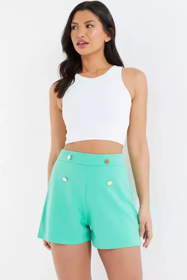 Quiz Clothing Shorts Mint Button Tailored Shorts 8211 Women