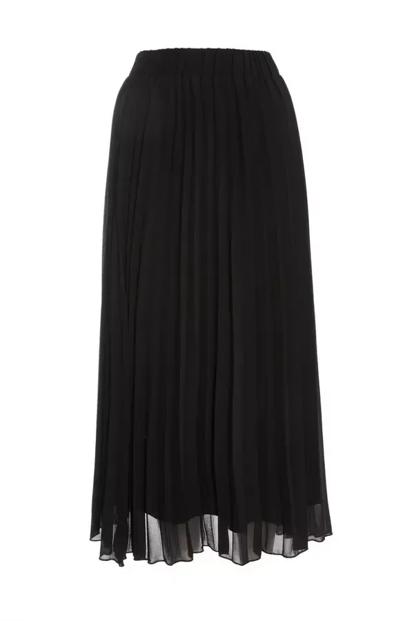 Quiz Clothing Skirts Black Chiffon Pleated Midi Skirt 8211 Women