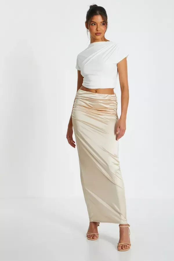 Quiz Clothing Skirts Champagne Satin Maxi Skirt 8211 Women