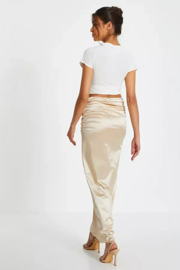 Quiz Clothing Skirts Champagne Satin Maxi Skirt 8211 Women