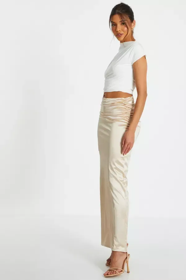 Quiz Clothing Skirts Champagne Satin Maxi Skirt 8211 Women