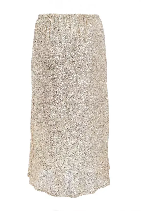 Quiz Clothing Skirts Curve Champagne Sequin Maxi Skirt 8211 Women