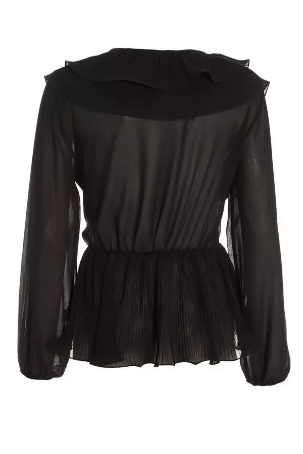 Quiz Clothing Tops Black Chiffon Wrap Peplum Top 8211 Women