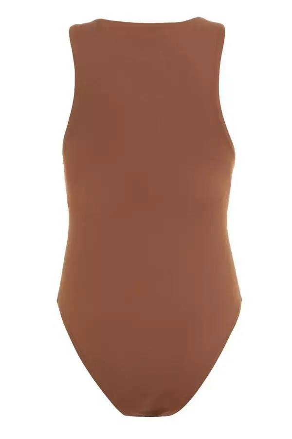 Quiz Clothing Tops Brown Racer Bodysuit 8211 Women