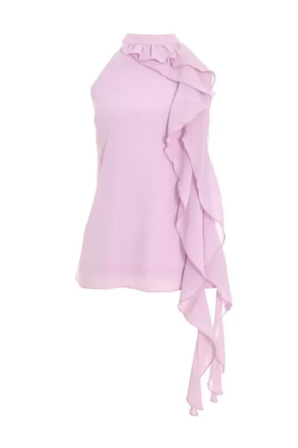 Quiz Clothing Tops Lilac Chiffon Frill Drape Top 8211 Women