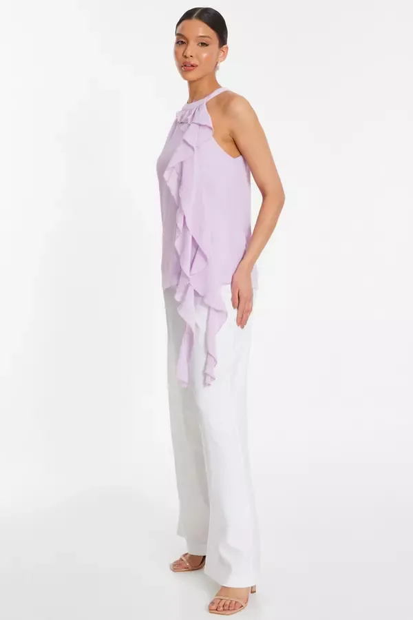 Quiz Clothing Tops Lilac Chiffon Frill Drape Top 8211 Women