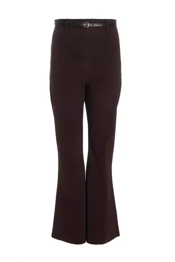 Quiz Clothing Trousers Brown Belted Flared Trousers 8211 Women