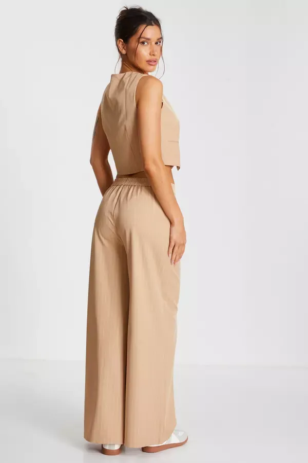 Quiz Clothing Trousers Camel Pinstripe Tailored Trousers 8211 Women