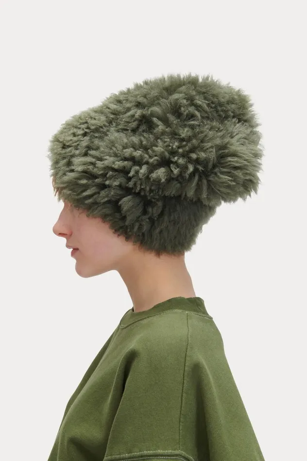 Rachel Comey Shearling Beanie Olive Women Hats