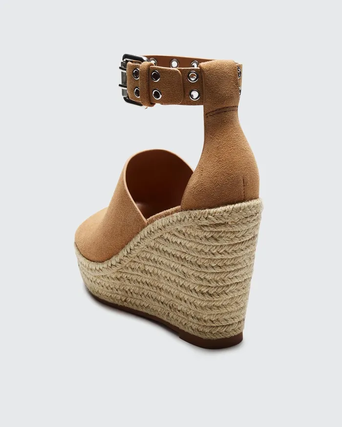 Rag and Bone Anteros Espadrille Wedge Oak Brown Suede Women Sandals