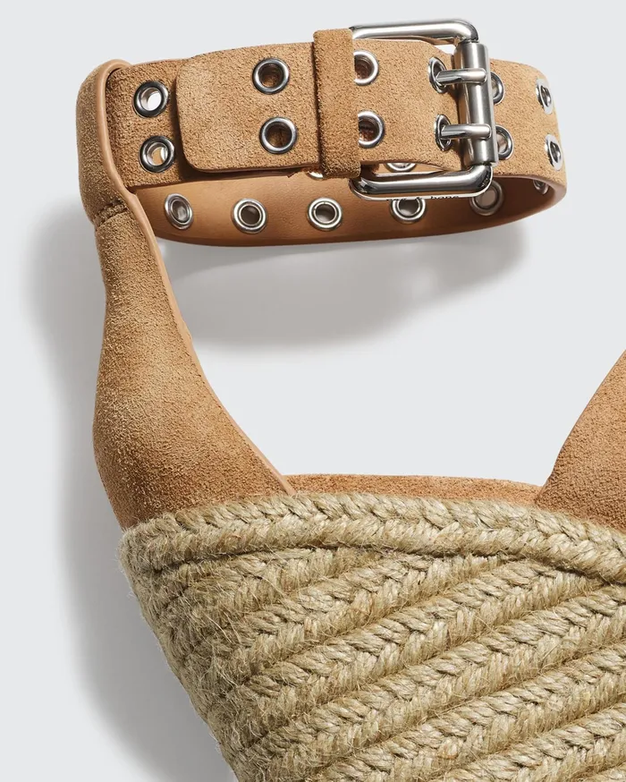 Rag and Bone Anteros Espadrille Wedge Oak Brown Suede Women Sandals