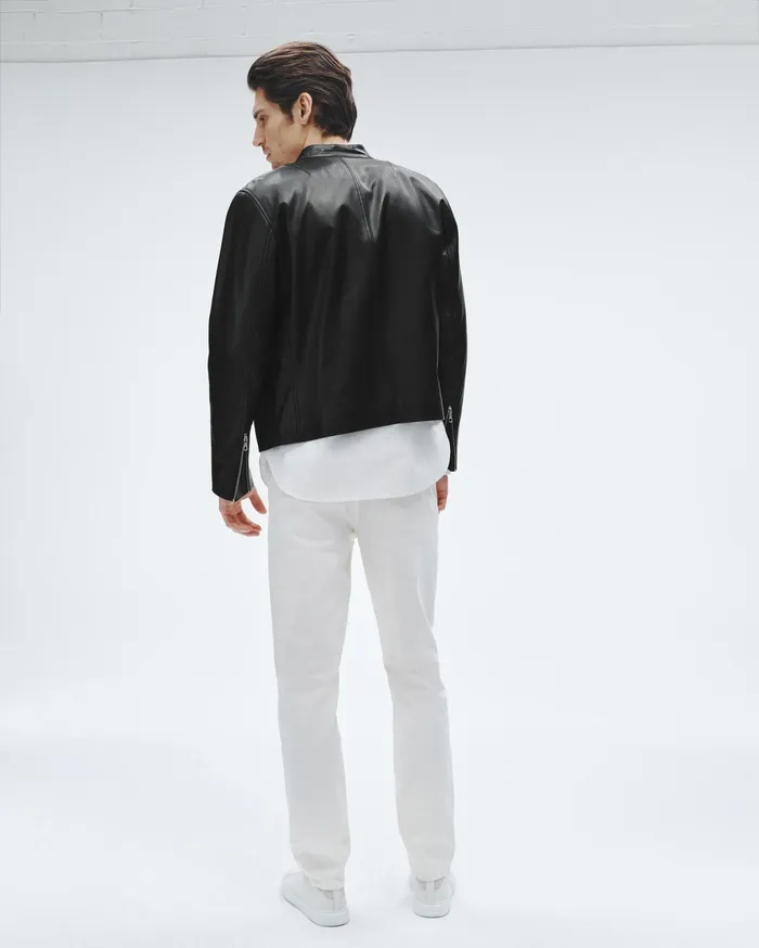 Rag and Bone Archive Leather Caf Racer Black Men Coats and Jackets