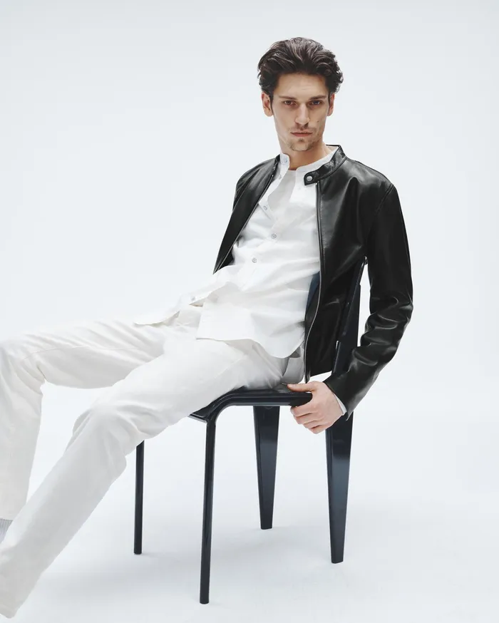 Rag and Bone Archive Leather Caf Racer Black Men Coats and Jackets