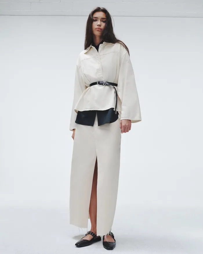 Rag and Bone Avery Denim Skirt Ecru Women Dresses and Skirts