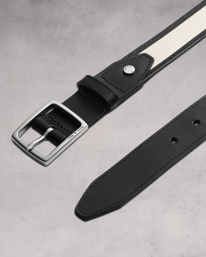 Rag and Bone Boyfriend Belt Antique Whiteblack Women Belts