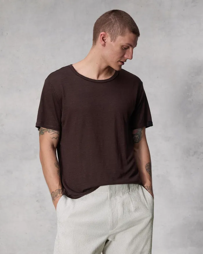 Rag and Bone Classic Linen Tee Washed Brown Men TShirts
