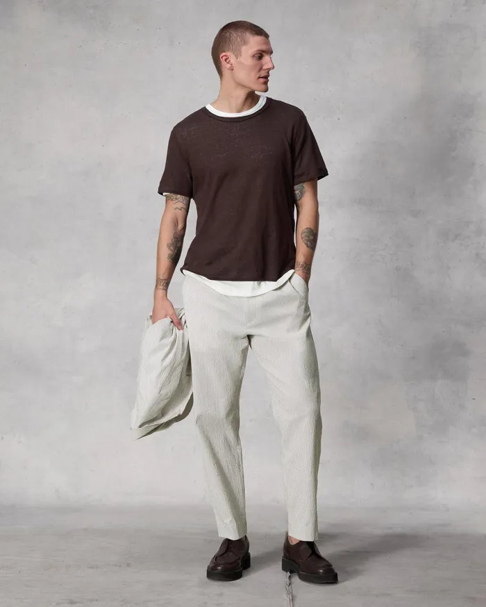 Rag and Bone Classic Linen Tee Washed Brown Men TShirts Rag and Bone Classic Linen Tee Washed Brown Men TShirts