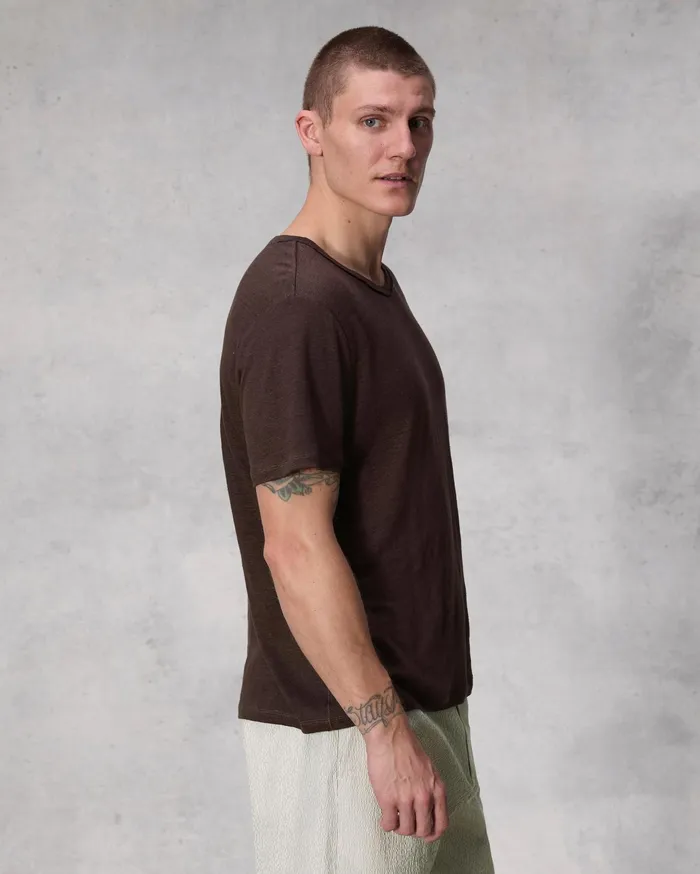 Rag and Bone Classic Linen Tee Washed Brown Men TShirts Rag and Bone Classic Linen Tee Washed Brown Men TShirts