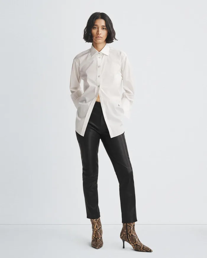 Rag and Bone Diana Cotton Poplin Shirt White Women Tops