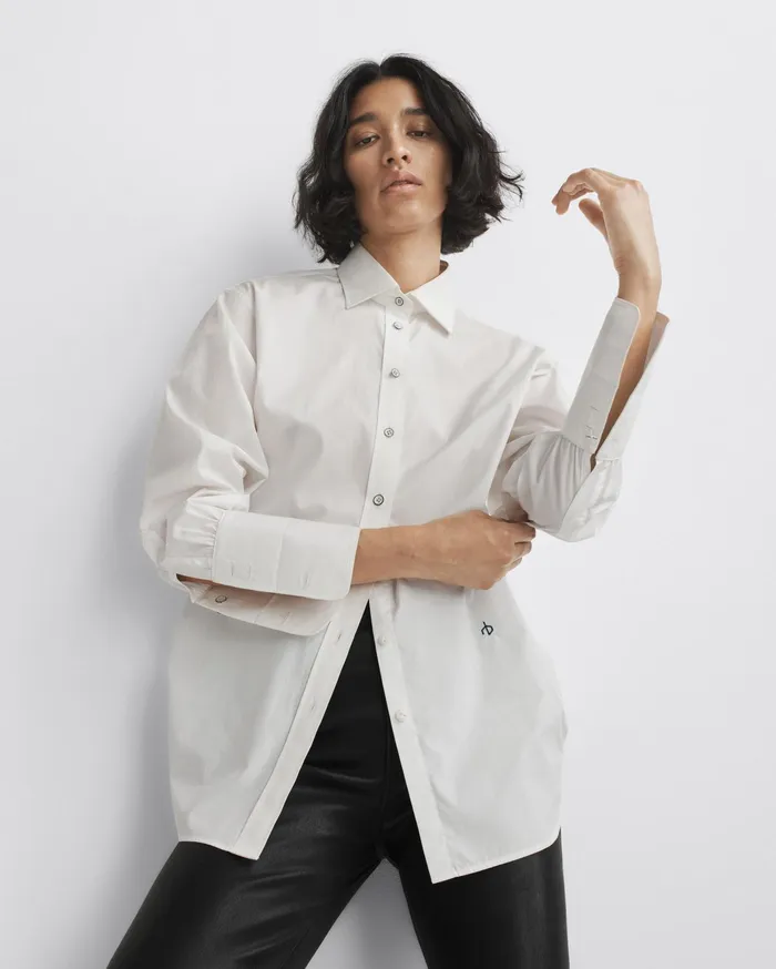 Rag and Bone Diana Cotton Poplin Shirt White Women Tops Rag and Bone Diana Cotton Poplin Shirt White Women Tops