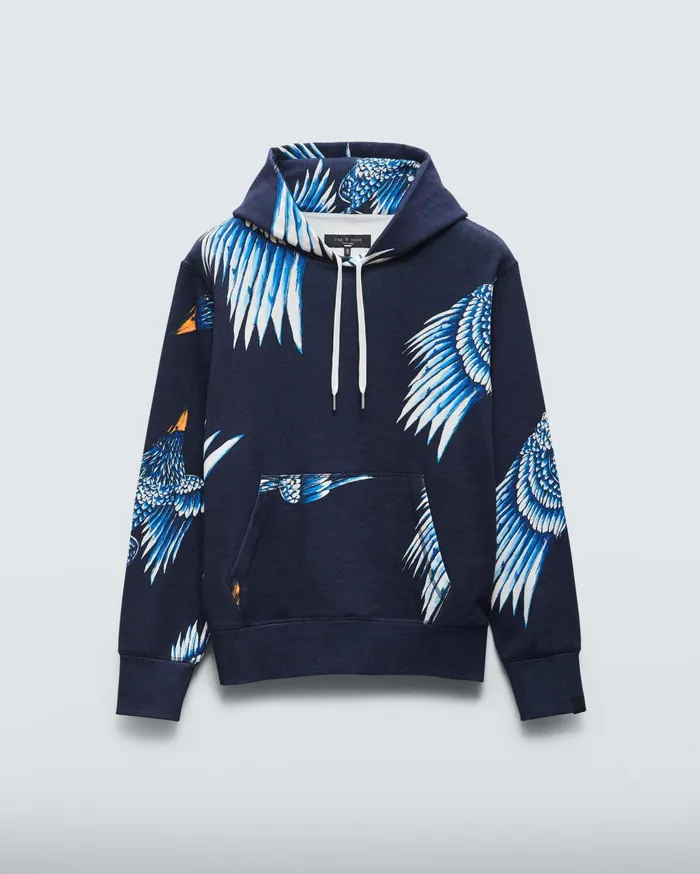 Rag and Bone Eagle Cotton Hoodie Navy Men Sweatshirts Rag and Bone Eagle Cotton Hoodie Navy Men Sweatshirts