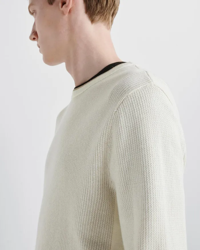 Rag and Bone Harvey Cotton Crew Ivory Men Sweaters