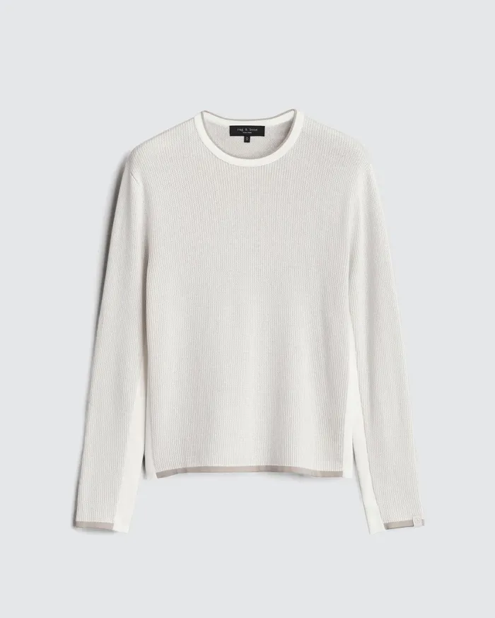 Rag and Bone Harvey Cotton Crew Ivory Men Sweaters