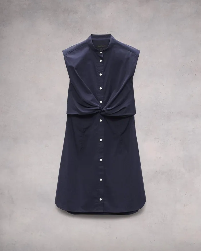 Rag and Bone Louisa Cotton Poplin Dress Navy Women Dresses and Skirts