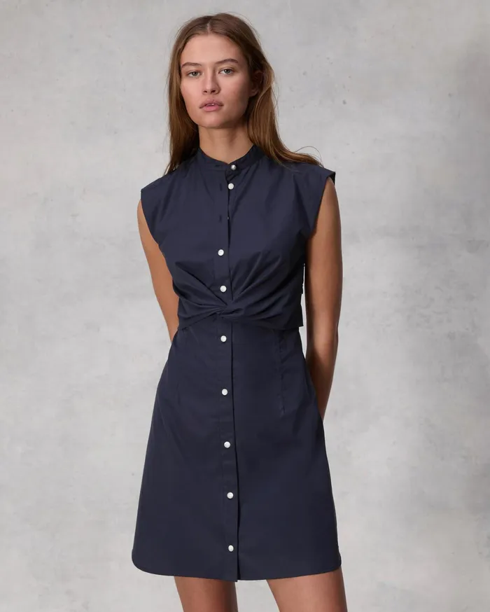 Rag and Bone Louisa Cotton Poplin Dress Navy Women Dresses and Skirts
