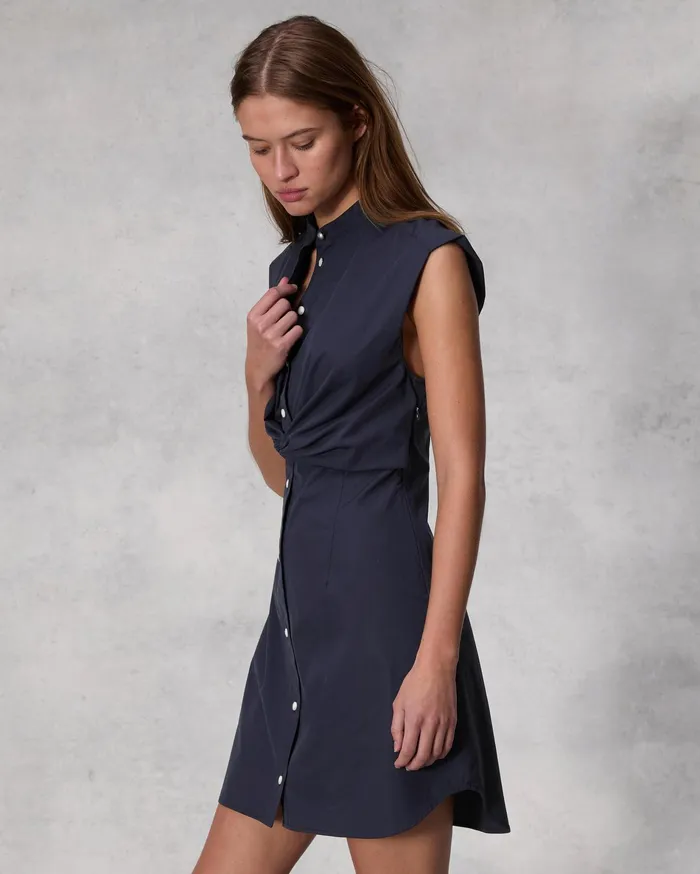 Rag and Bone Louisa Cotton Poplin Dress Navy Women Dresses and Skirts