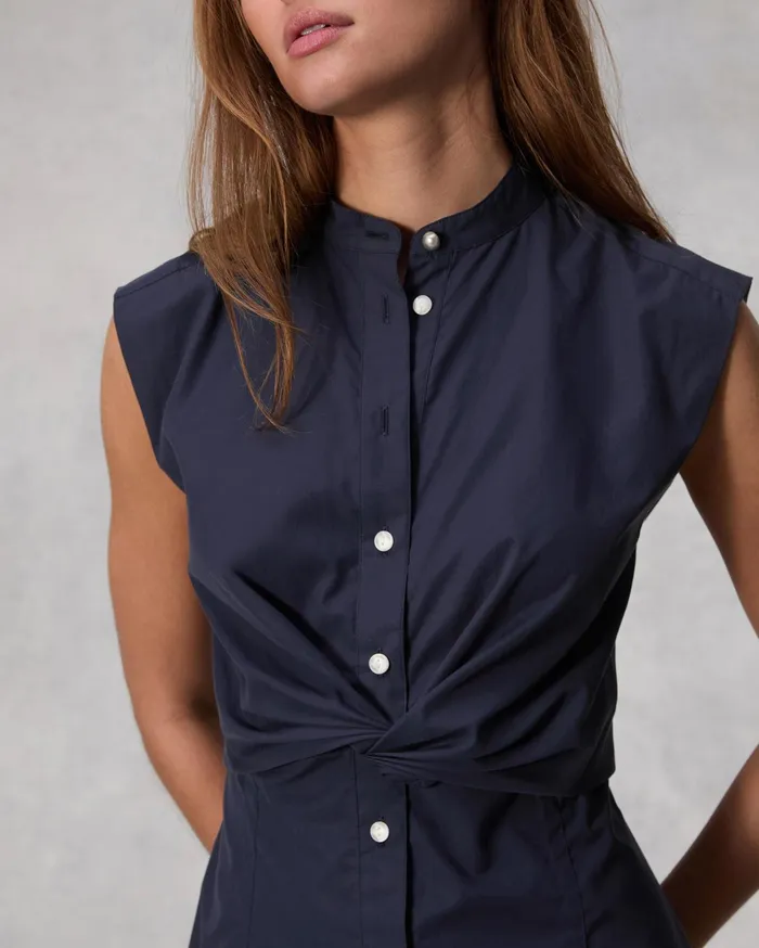 Rag and Bone Louisa Cotton Poplin Dress Navy Women Dresses and Skirts