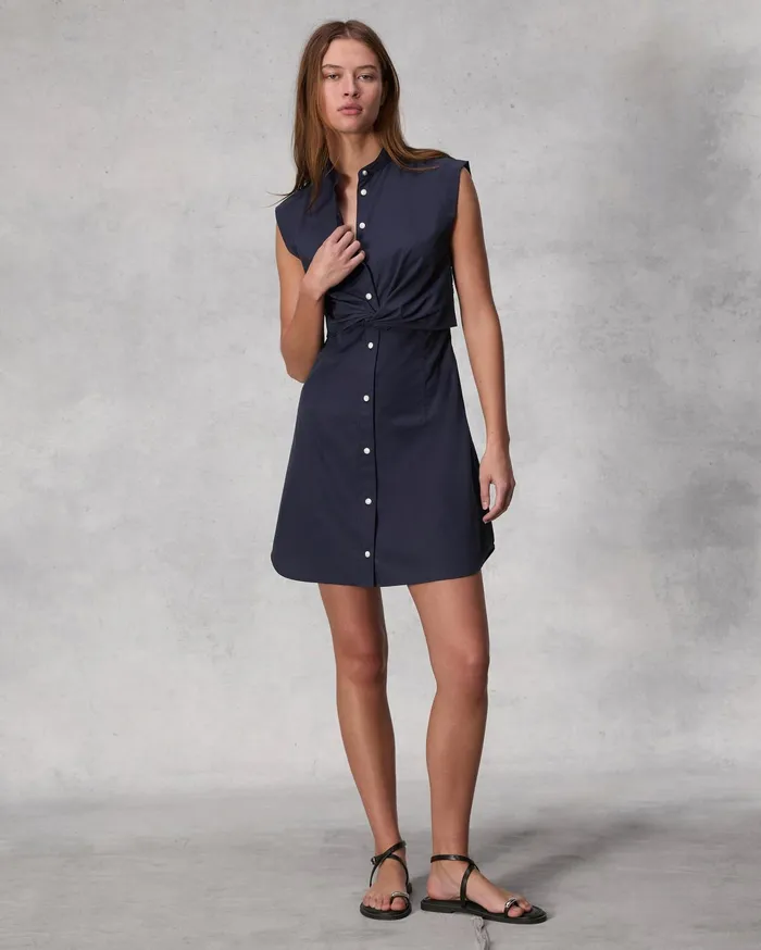Rag and Bone Louisa Cotton Poplin Dress Navy Women Dresses and Skirts