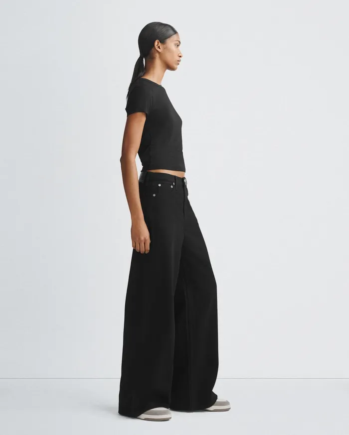 Rag and Bone Luca Short Sleeve Baby Tee Black Women TShirts Rag and Bone Luca Short Sleeve Baby Tee Black Women TShirts