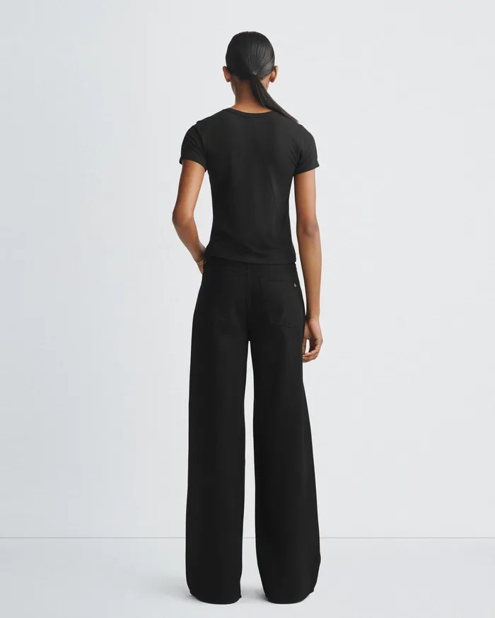 Rag and Bone Luca Short Sleeve Baby Tee Black Women TShirts Rag and Bone Luca Short Sleeve Baby Tee Black Women TShirts
